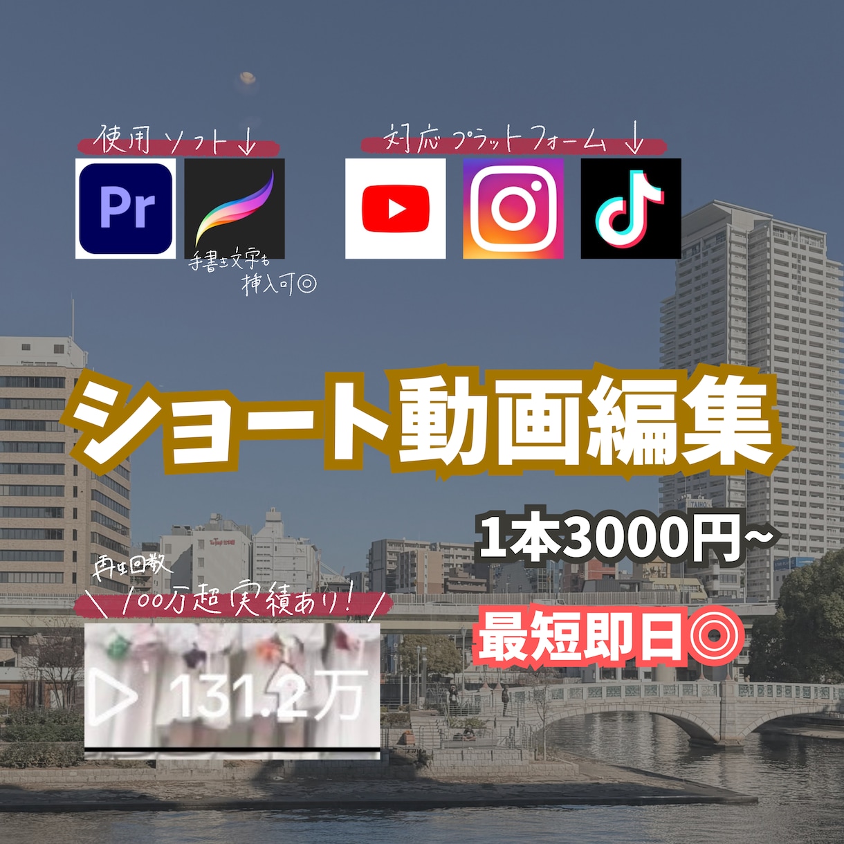 SNS用のショート動画編集します 131万回再生動画の実績あります！！手書き文字で差別化◎ イメージ1
