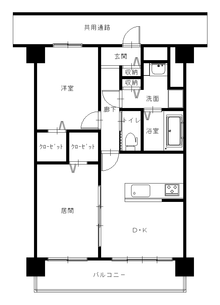ごく普通なモノクロの平面図を作成します シンプルなCADデータ風のイメージ画像です イメージ1