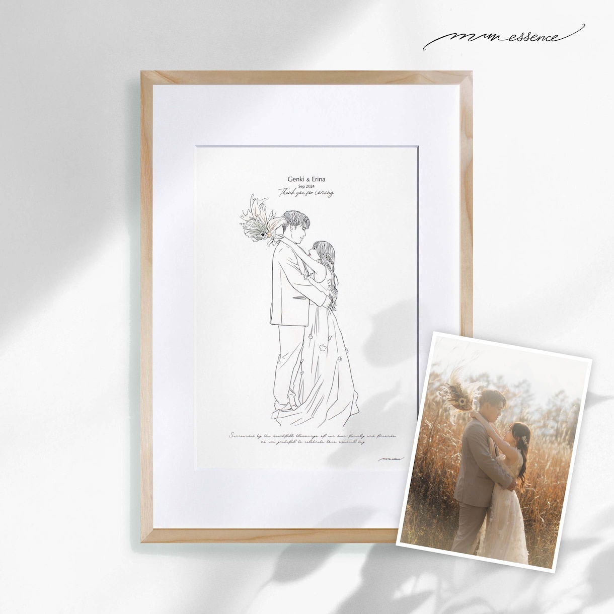 前撮り︱結婚写真からオシャレな線画イラストにします ウェルカムボードや結婚式後も楽しめるシンプルな線画イラストを イメージ7