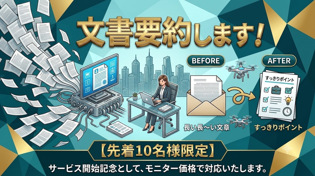 長文をスッキリ要約！読みやすい文章に整えます AI×手作業で速く正確に要点を絞ります イメージ1