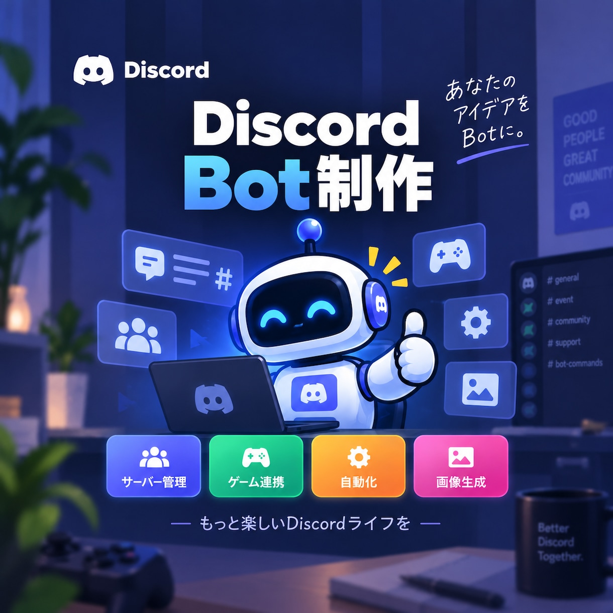 ご要望に沿ったDiscord Botを制作します 1000サーバー超導入Botの開発経験有｜欲しい機能を形に！ イメージ1