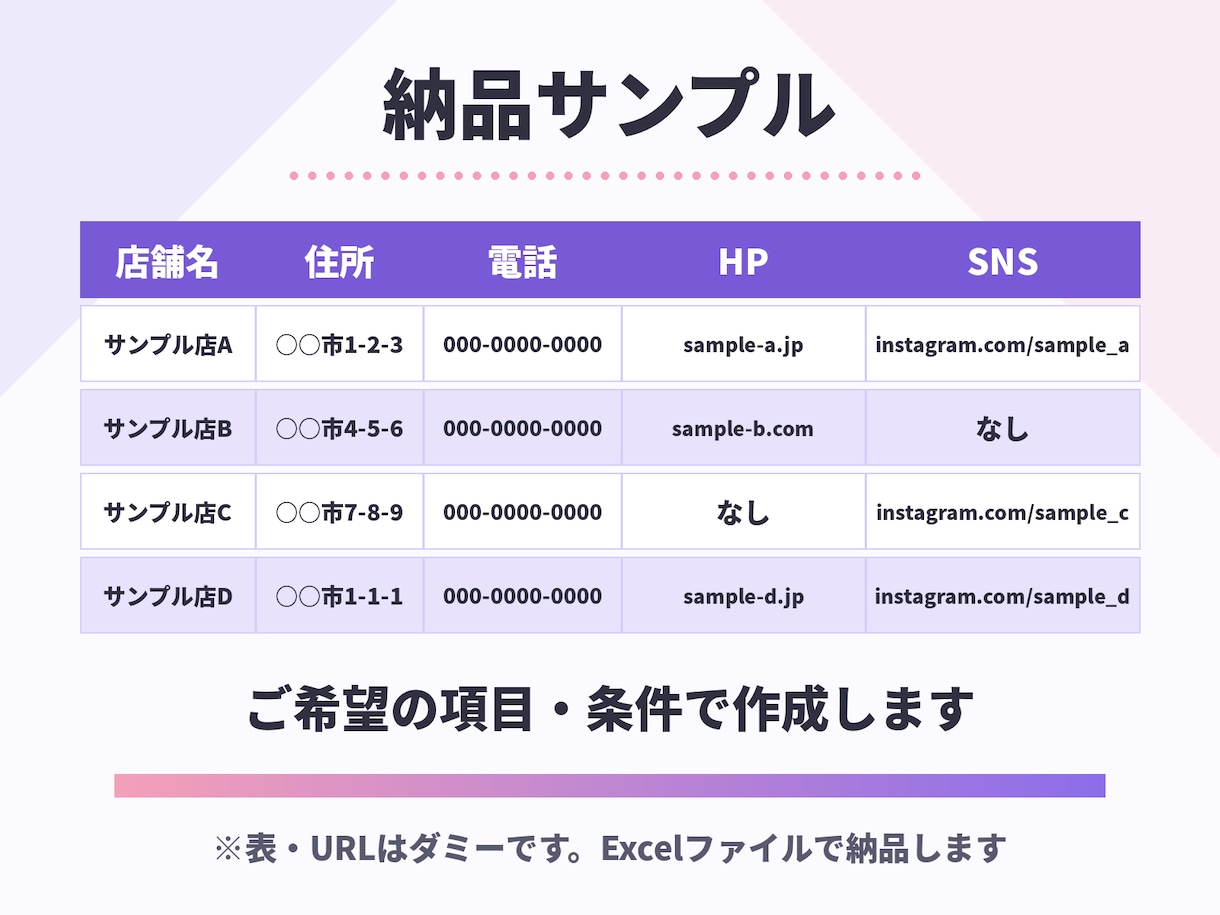 飲食・美容・歯科・塾の営業リストを作成します 広告代理店出身が、条件に合う店舗を正確にリスト化！ イメージ2