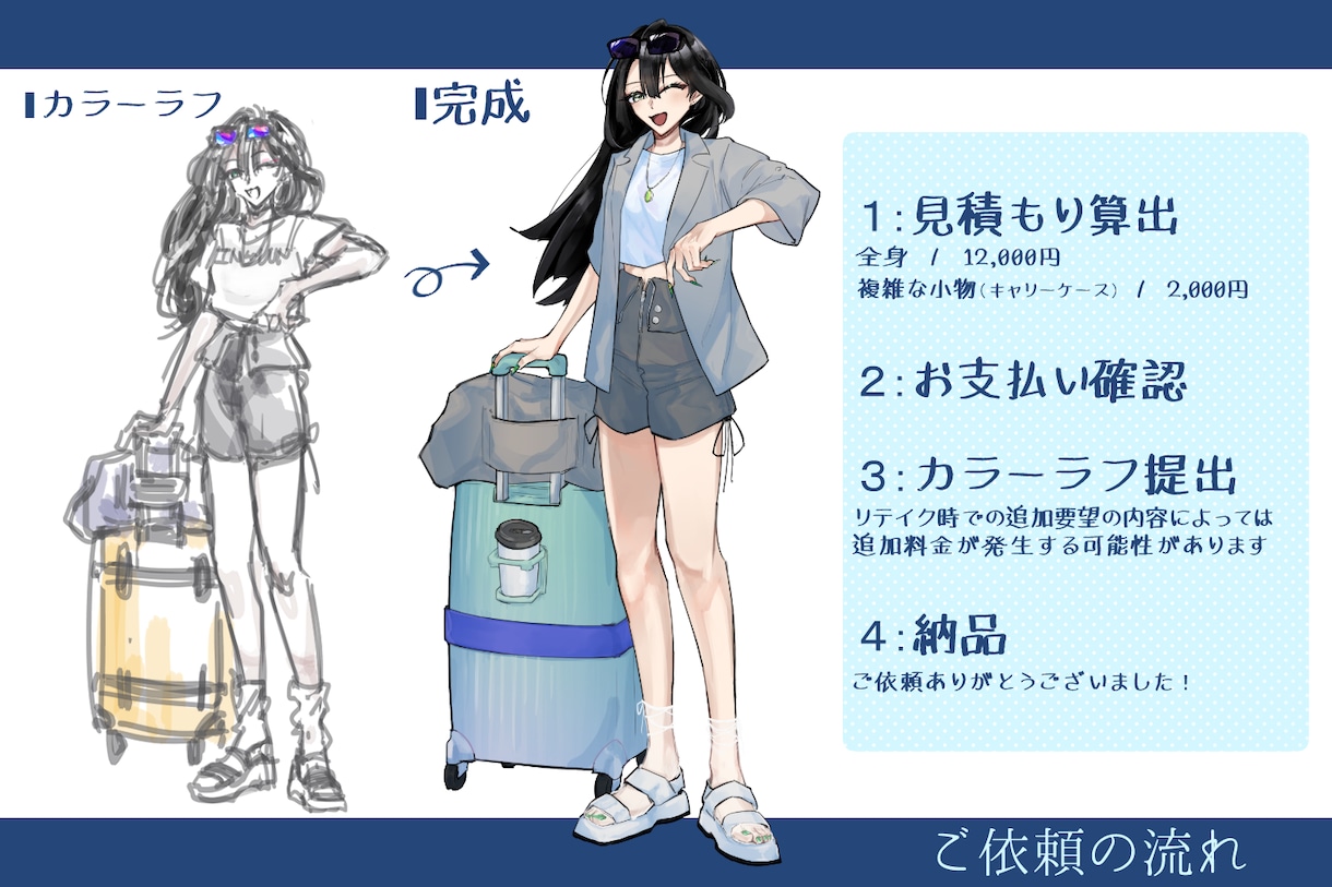 TRPG・ゲーム用立ち絵を制作いたします ケモ耳・羽等人外パーツ/複数人のポーズ合わせも可能です！ イメージ3