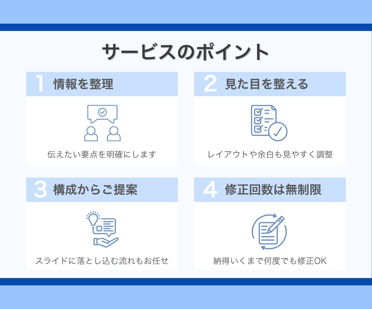 伝わるスライド資料を丁寧に作成します 【修正無制限】図解入り！わかりやすい資料作成をサポート イメージ3
