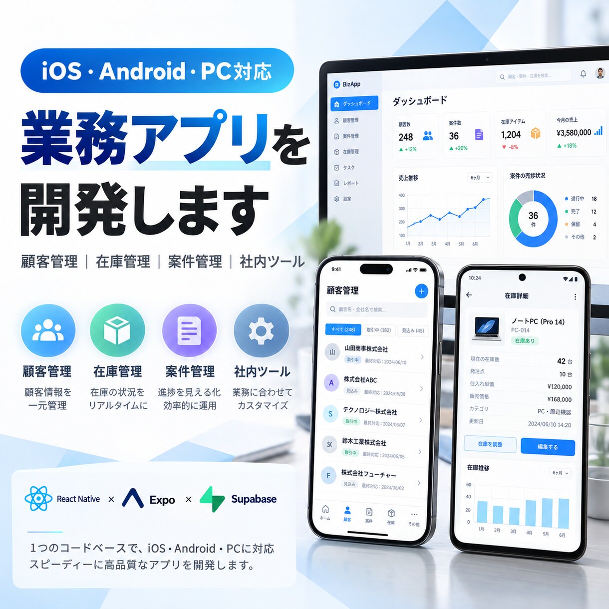 iOS・スマホ対応アプリを開発します スマホ・PC対応のアプリを作成。ご希望に合った機能にします。 イメージ1
