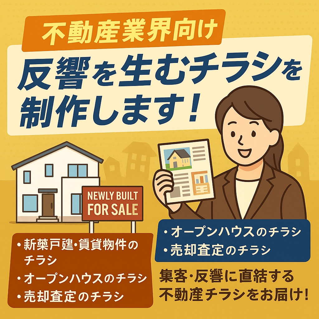 不動産業界向け！反響を生むチラシを制作します 集客・反響に直結する不動産チラシをお届け！ イメージ1
