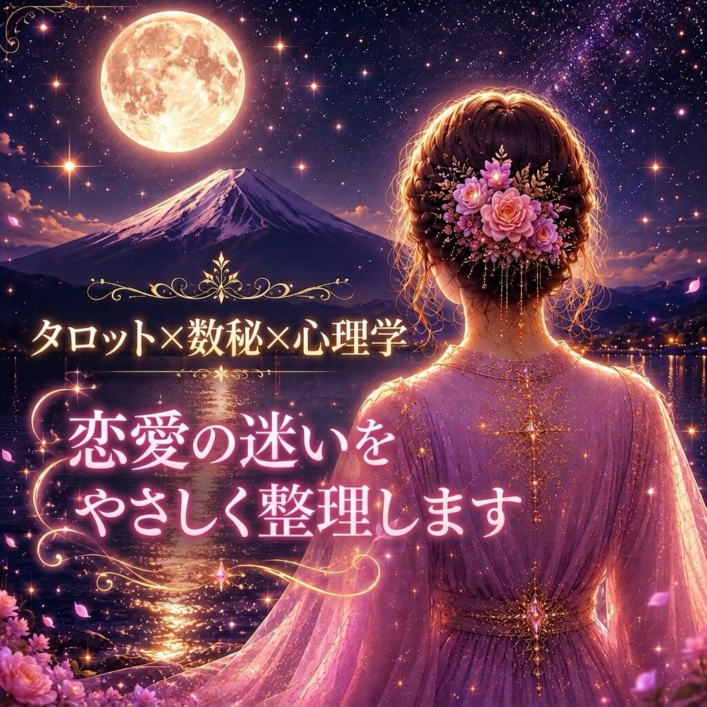 恋愛の迷いをタロットと数秘で整理します 心理学の視点も交え、あなたの気持ちに寄り添う鑑定書をお届け イメージ1