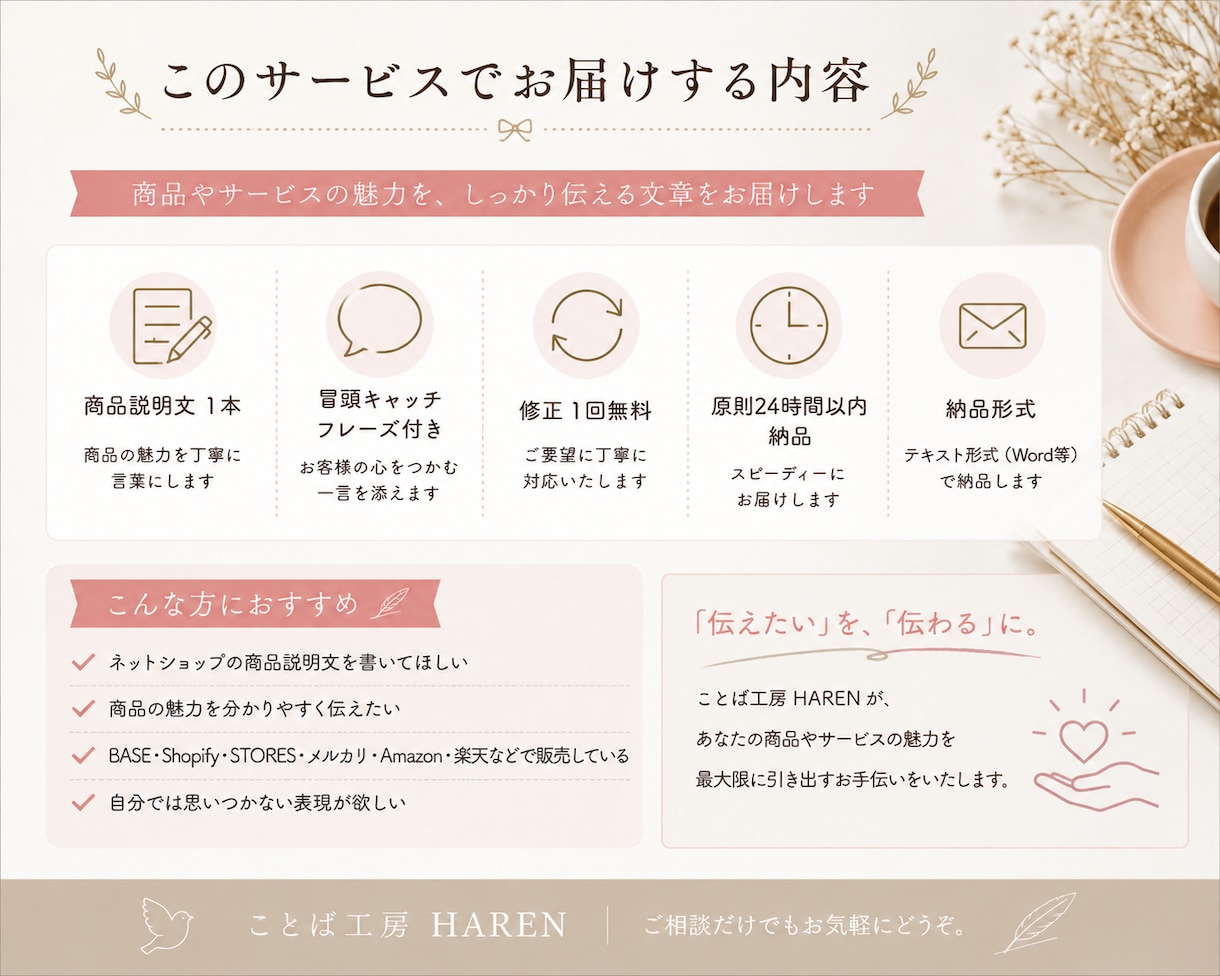売上につながる商品説明文を作成します 商品の魅力を最大限に引き出します イメージ2