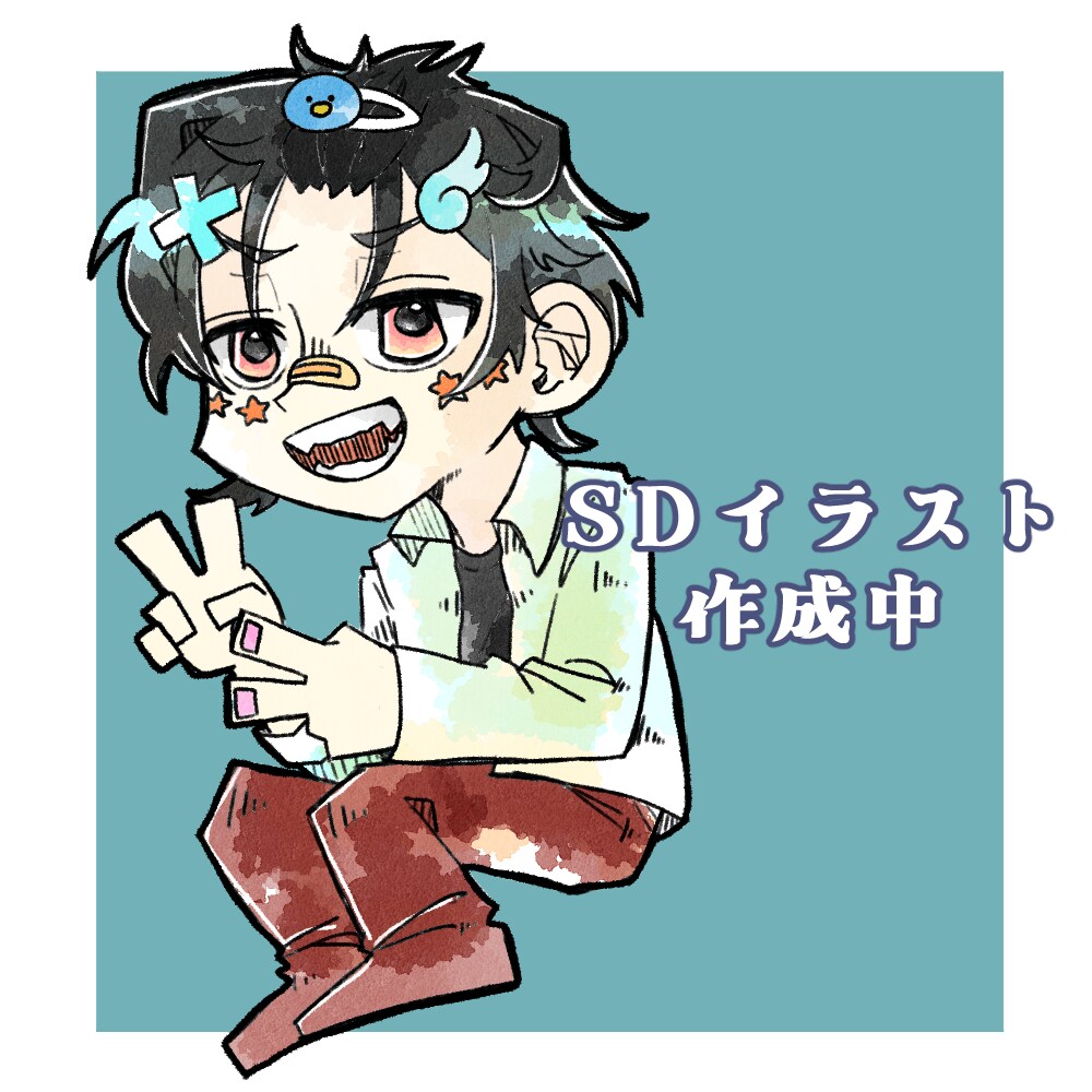 手描き可愛い！SDイラスト作成します 少し特徴的な線画、でも可愛い！GIF画像も可能です！！ イメージ1