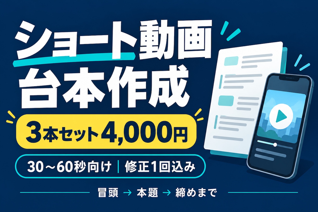 ショート動画の台本を3本作成します 冒頭から締めまで、話しやすい構成に整えます イメージ1
