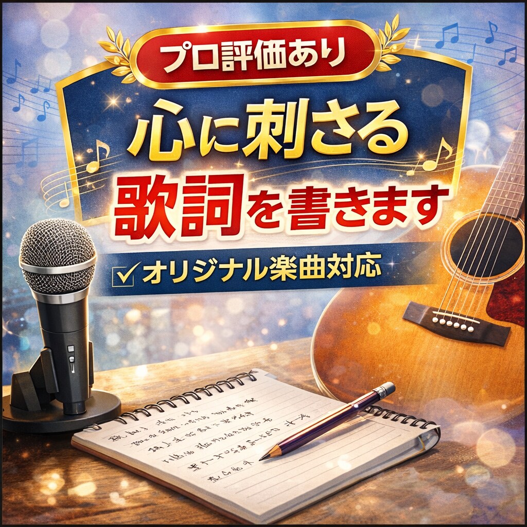 プロから認められた作詞術で、想いを歌詞にします オリジナル楽曲の作詞を承ります。 イメージ1