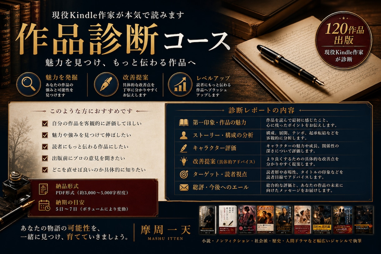 作品を分析し改善レポートをお届けします 魅力と改善点を丁寧にレポートします イメージ1