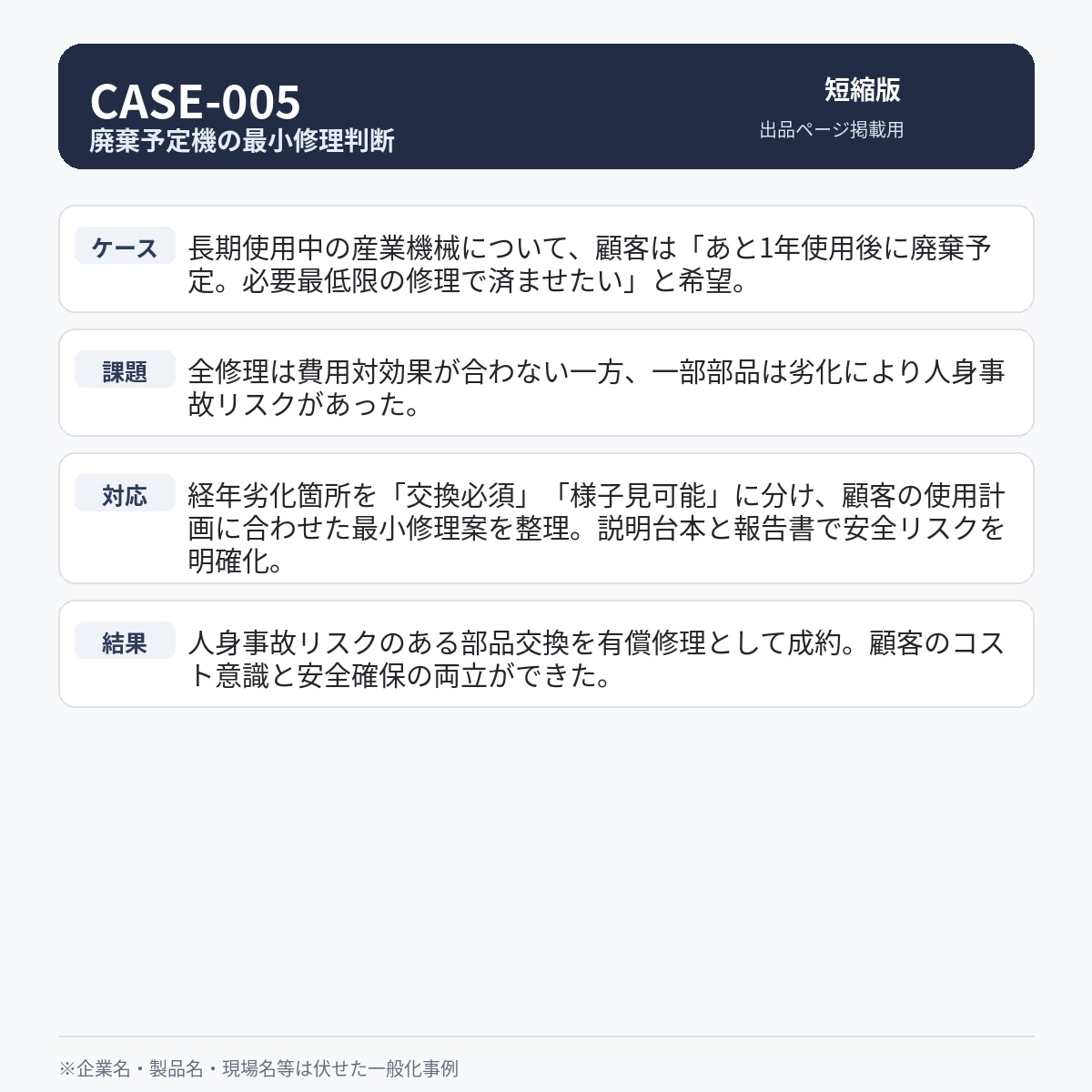 産業機械・建設機械の不具合対応文書を添削します 「何をどう説明すればよいか分からない」を伝わる文書に整えます イメージ5