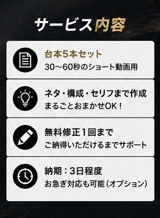 車屋向けTikTok台本を5本作成します 「SNSのネタ切れ解決！車の魅力を伝える台本を作成」 イメージ5