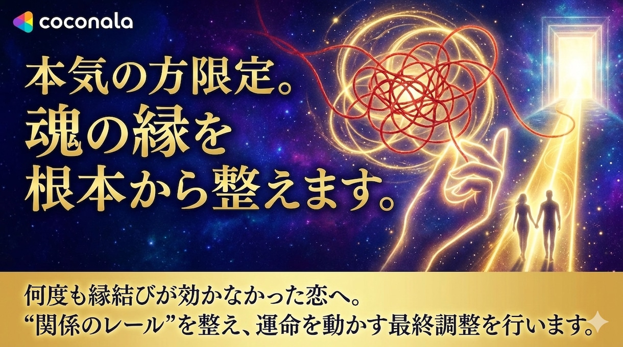 本気の方限定。魂の縁を根本から整えます “関係のレール”を整え、運命を動かす最終調整を行います。 イメージ2