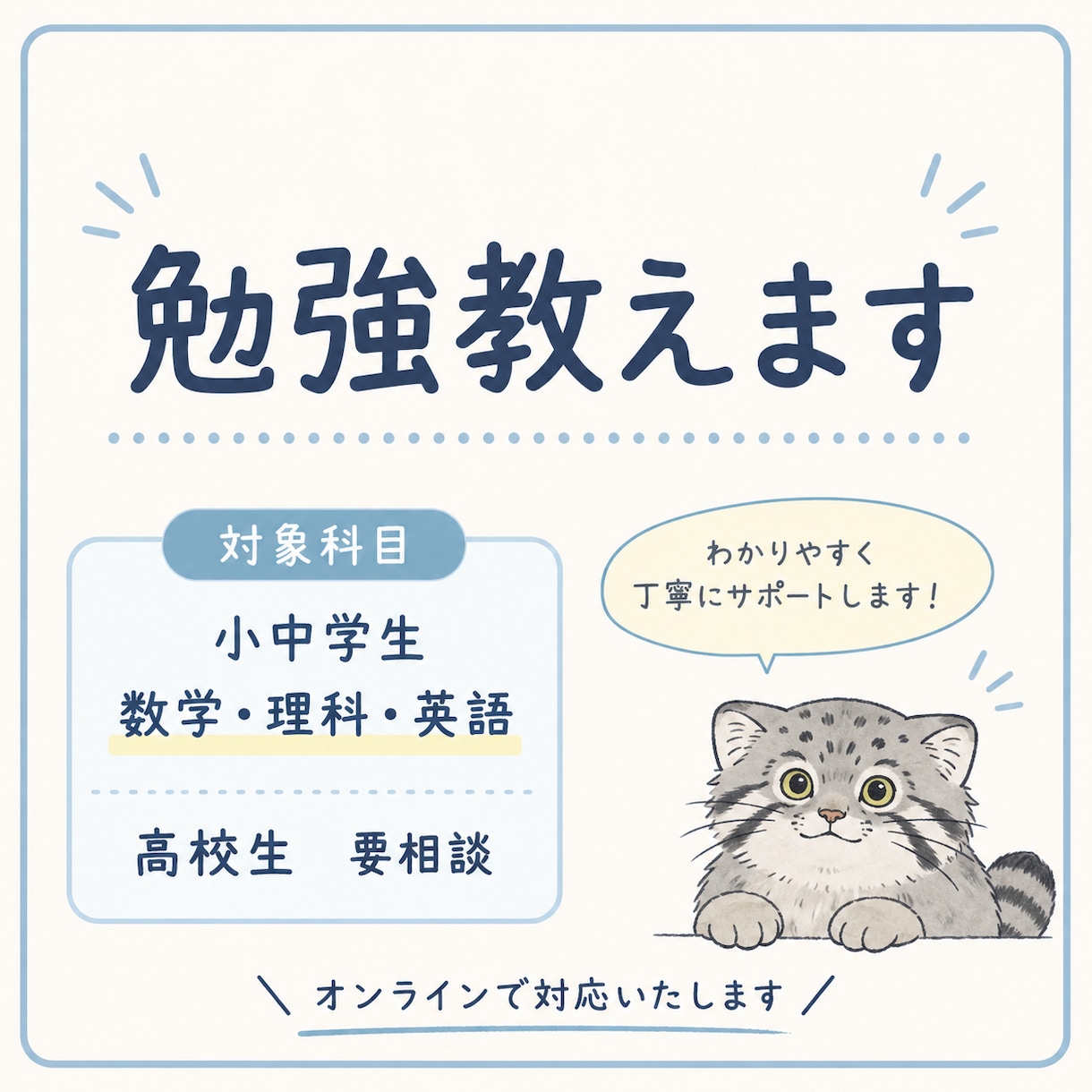小中学生の学習相談や勉強のサポートします 11年の指導経験で、一人ひとりの『できた！』を育てます。 イメージ1
