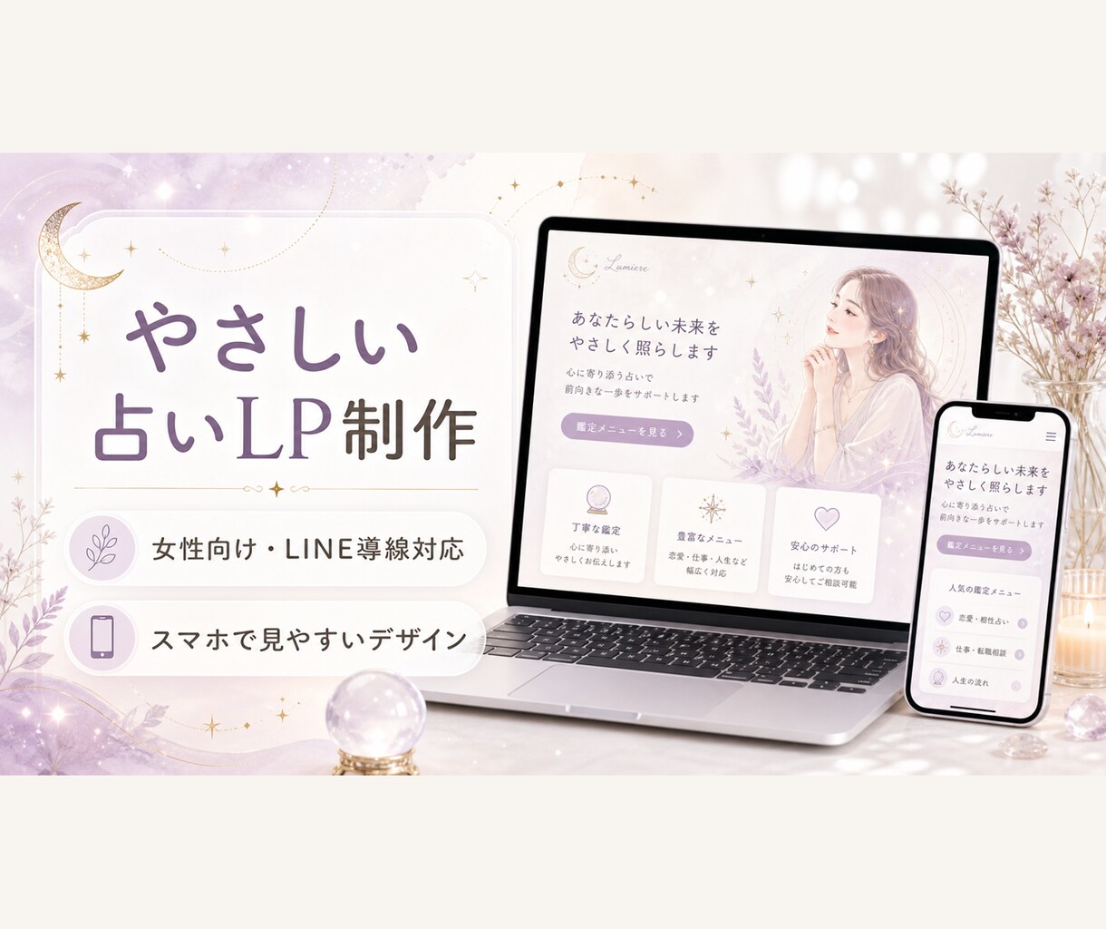 女性向けのやさしいLP・ホームページ制作します “安心感”が伝わる、 女性向けのやさしいLPを制作します イメージ3