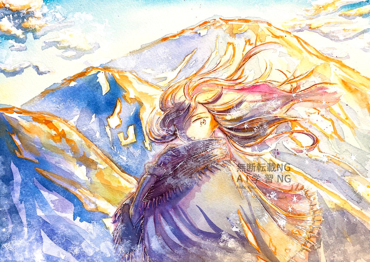 背景つき一枚絵を描きます アナログ透明水彩で目をひくイラストを描きます イメージ1