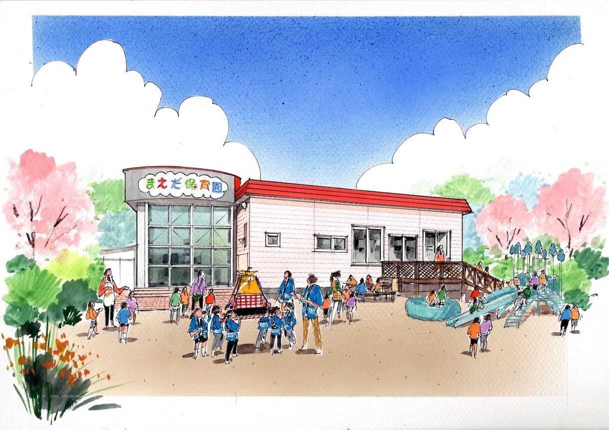 思い出の建物を手描きで描きます 子供が通っていた幼稚園、創業当初の会社、昔住んでいた家など イメージ2