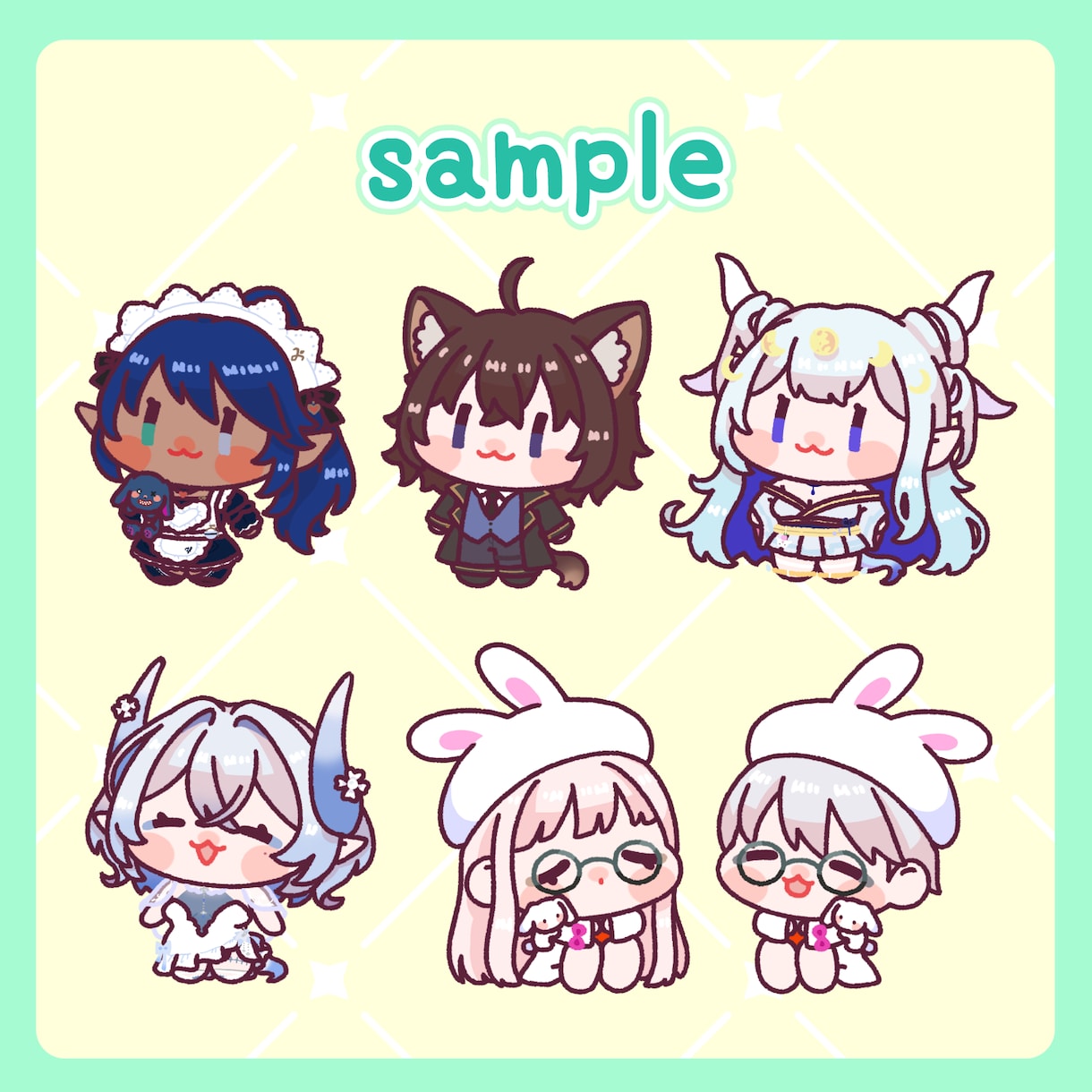 ミニキャラ(デフォルメ/SD)イラスト制作します もちもち可愛いイラストでアイコンやグッズに！ イメージ6