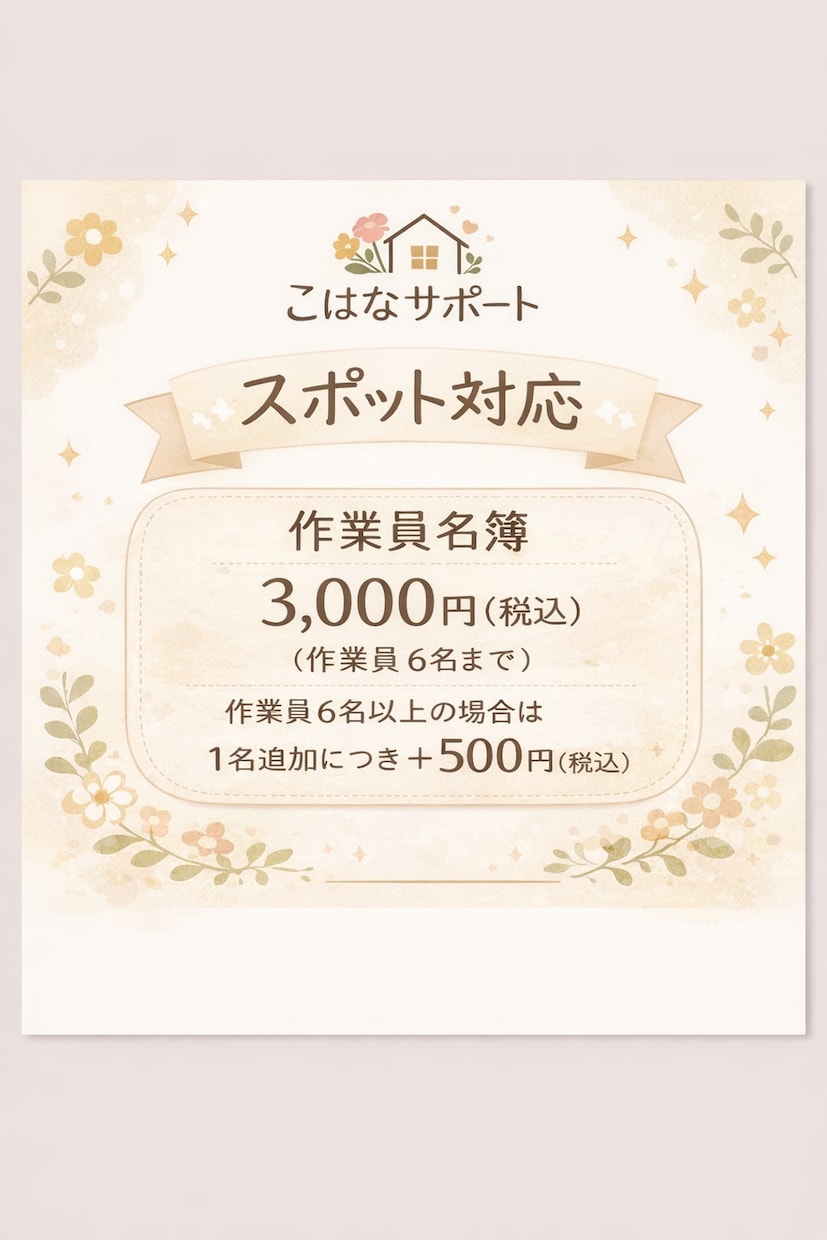 作業員名簿(建設業対応)を正確・丁寧に作成します 忙しい方の書類作成を丁寧に代行します イメージ1