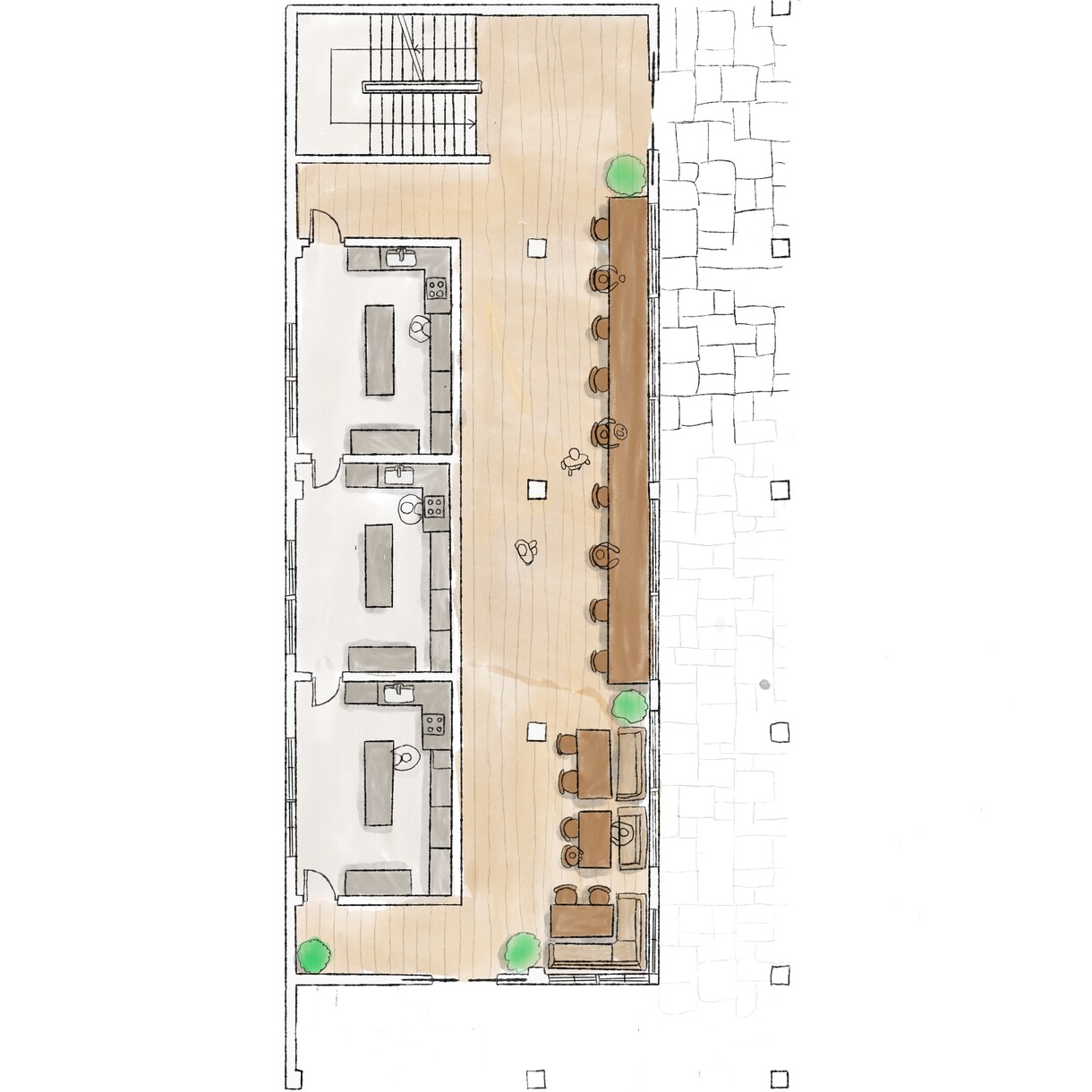 現役建築学生が、手書きの温かい図面着色を作成します 現役の建築学生(大3)が、映える手書き調な図面着色を行います イメージ1