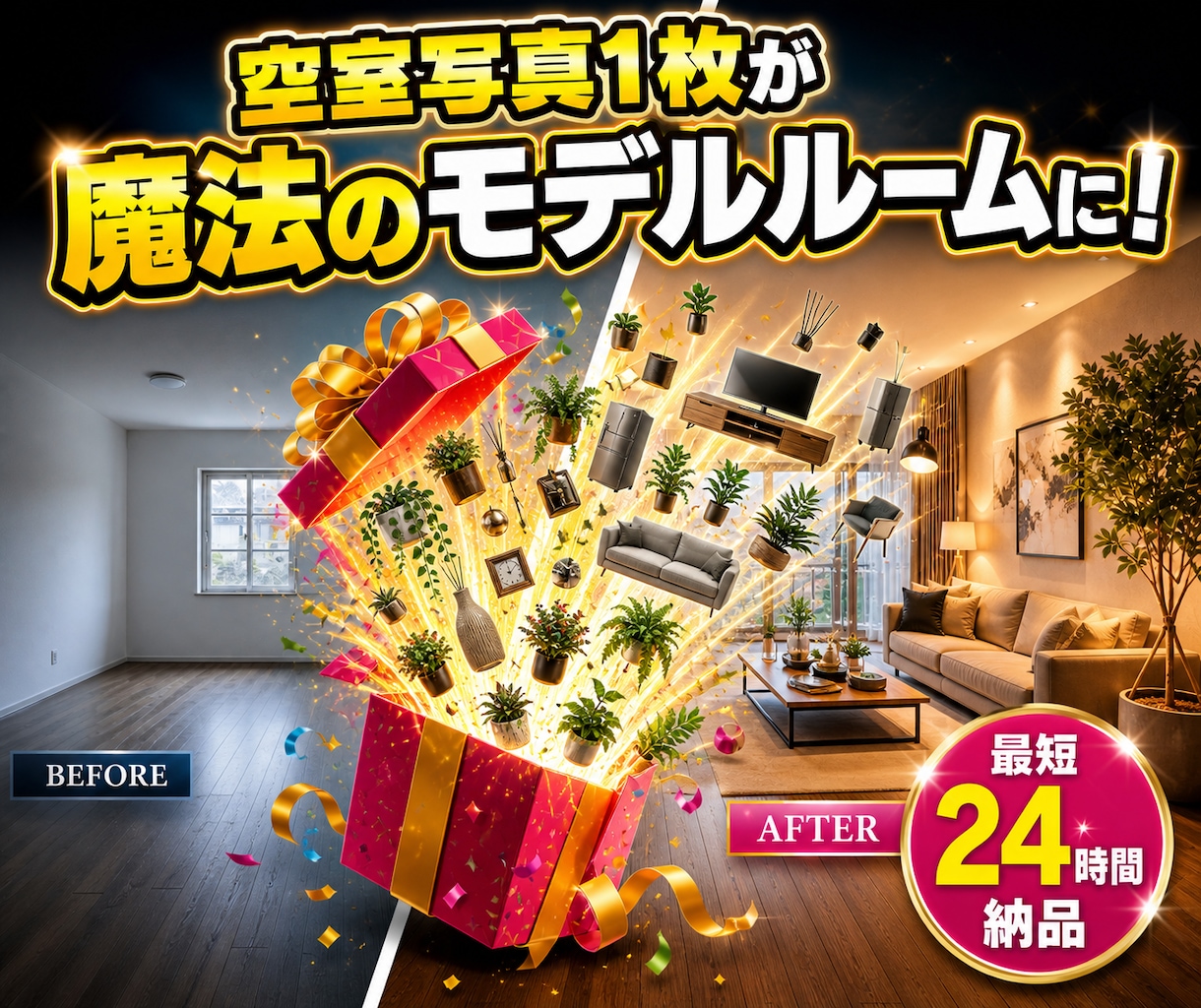家具が飛び出す！インパクト大！開封系動画制作します 空室が瞬時にモデルルームへ。SNSの手を止める新感覚の演出 イメージ1