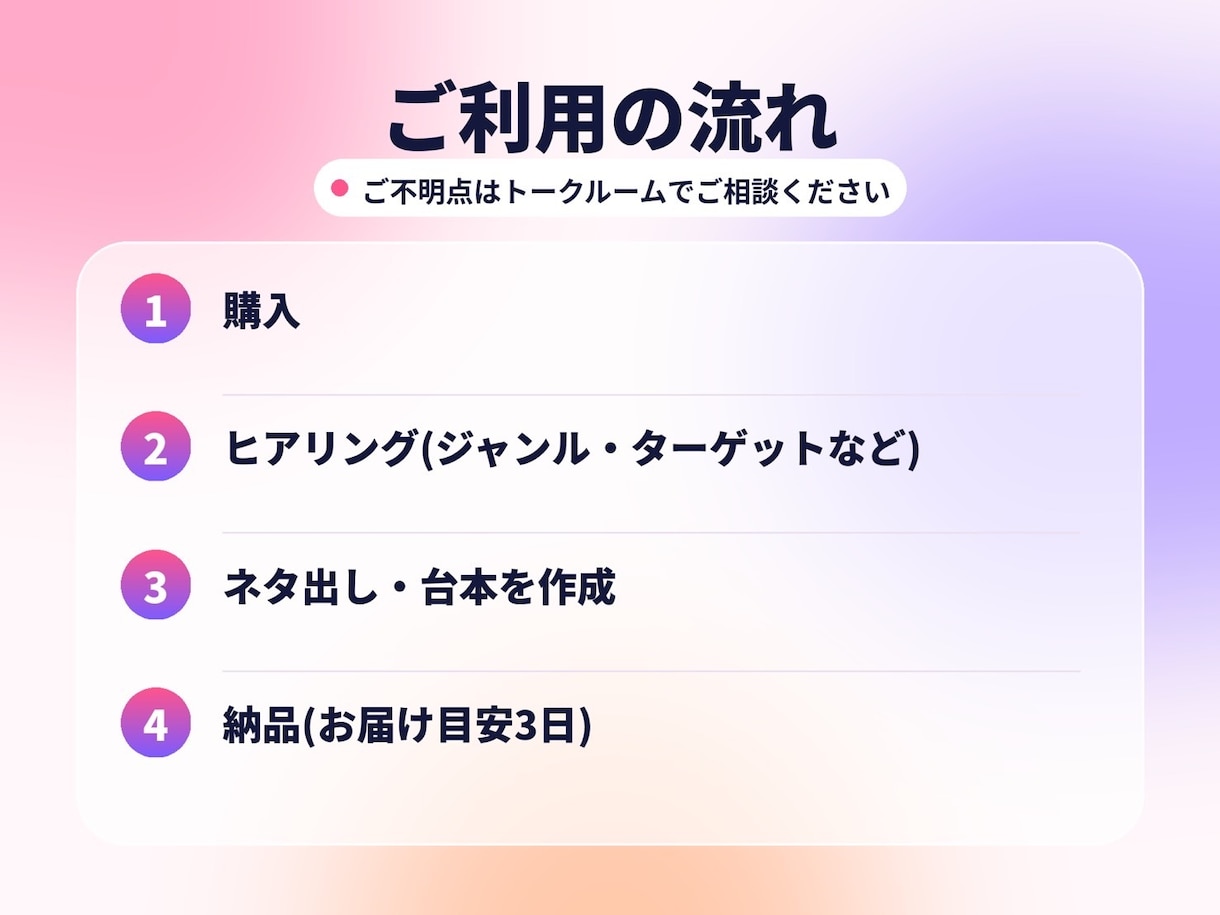 TikTok・SNSの台本を3本作ります SNS投稿のネタから台本まで作成します イメージ3