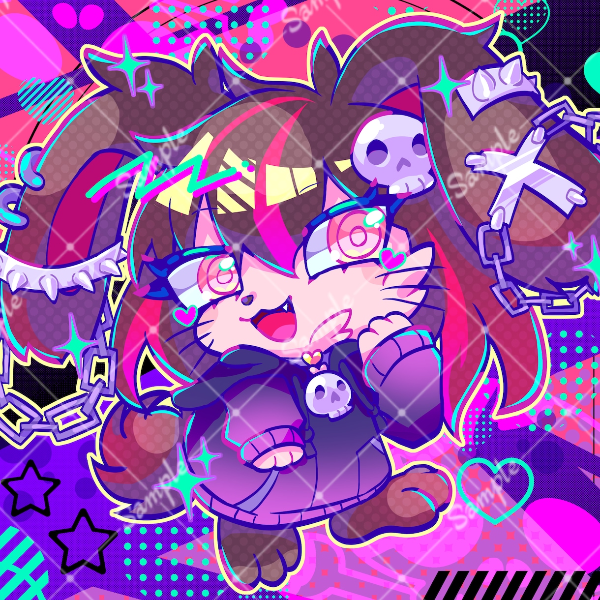 ユニークでかわいいケモノキャライラストを制作します 唯一無二の絵柄と色使いを活かし、ケモノキャラをお描きします イメージ3