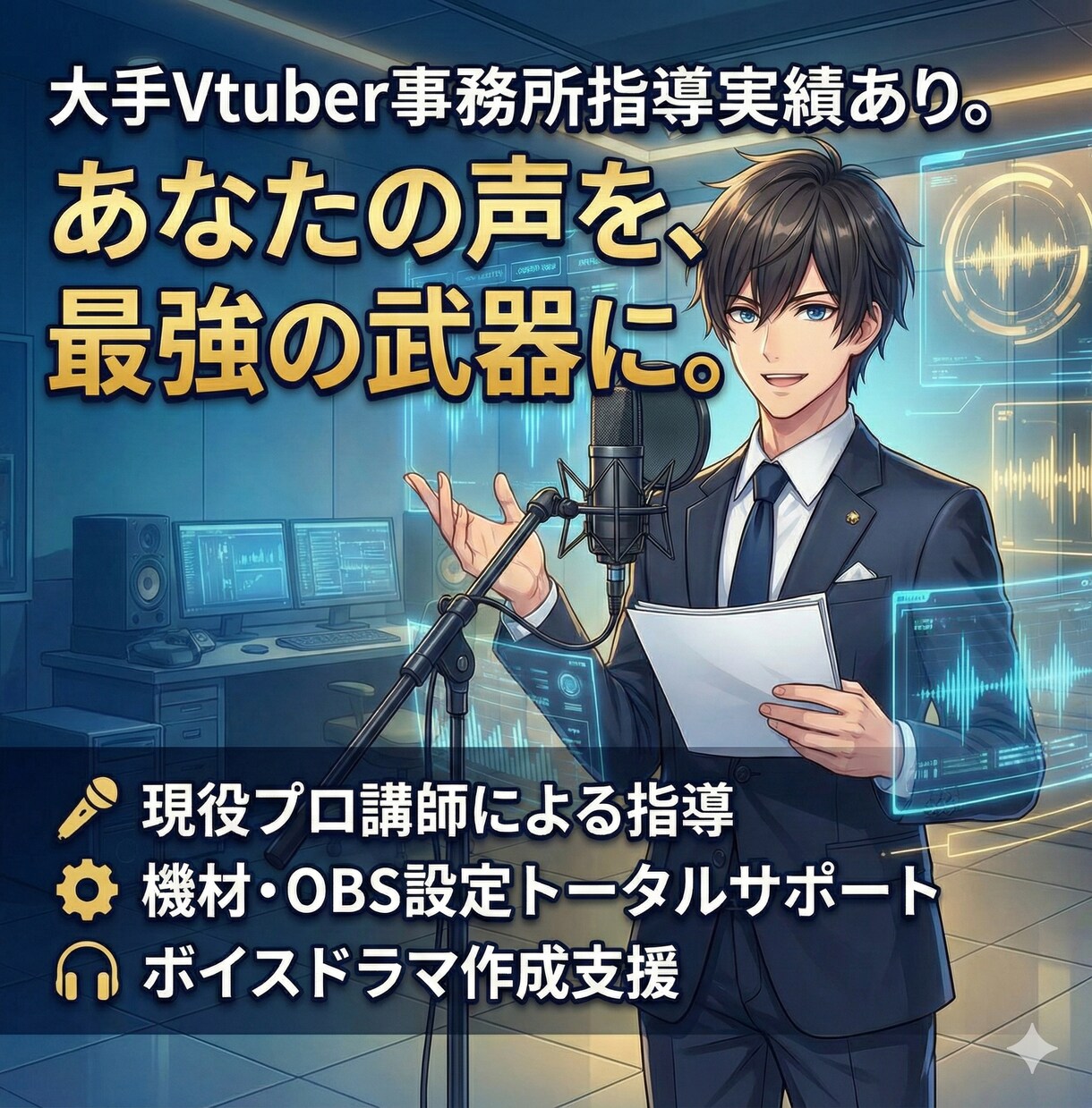 配信のための聞き取りやすく魅力的な声お作りします あなたの魅力的な声をさらに魅力的に イメージ1