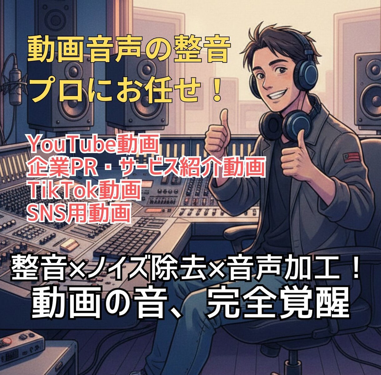 音声だけ改善！動画の声を聞き取りやすく整音します スタジオ級のプロの音響ミキサーが期待に応えます イメージ1