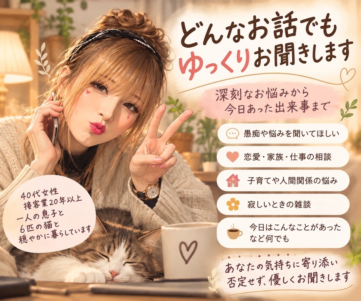 今すぐ話をしたい！そんなあなたの願いを叶えます 今日あったことから深刻な悩みまでなんでも打ち明けてください イメージ1