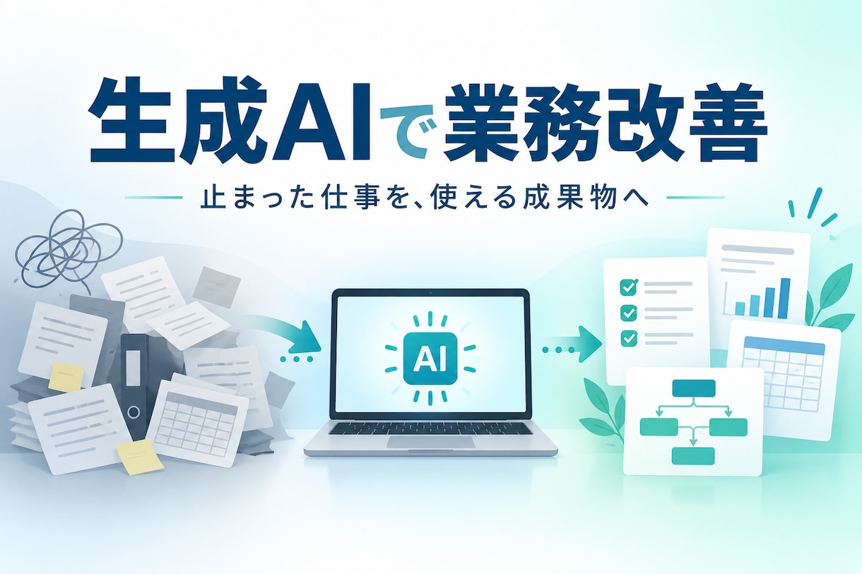 生成AIで業務改善・資料整理を支援しします 止まった仕事を整理し、使える成果物まで仕上げます イメージ1