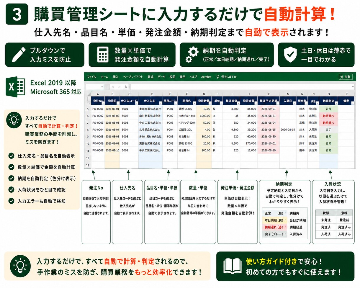 製造業の発注・納期・入荷をまとめて管理します 製造業の発注・納期・入荷をまとめて管理 イメージ3