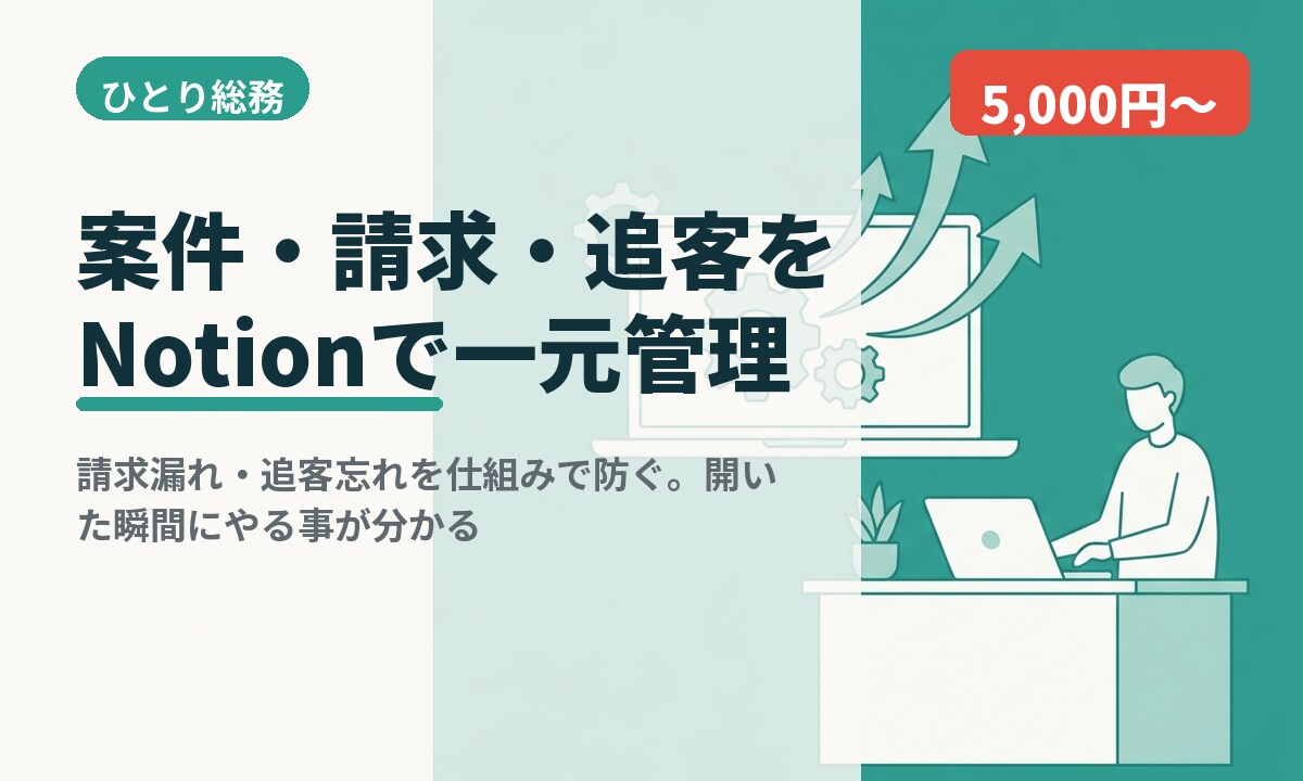 案件・請求・追客をNotionで一元管理します 請求漏れ・追客忘れを、Notionの一元管理で防ぎます イメージ1