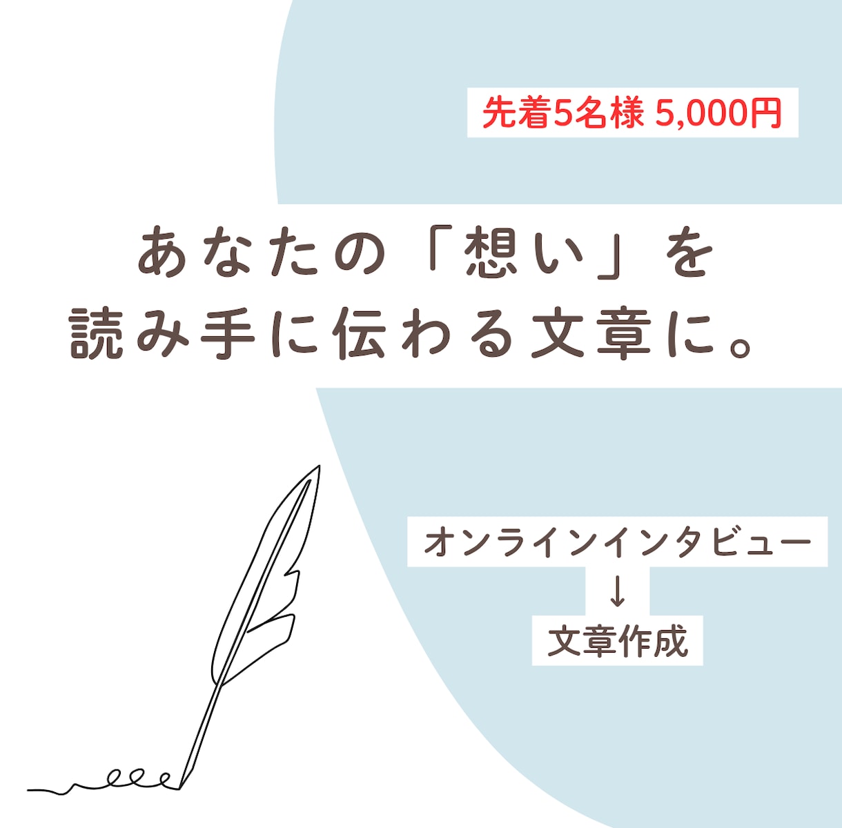 インタビューであなたの想いを引き出し、文章化します 話すだけでOK。あなたの経験や想いを、伝わる文章に。 イメージ1