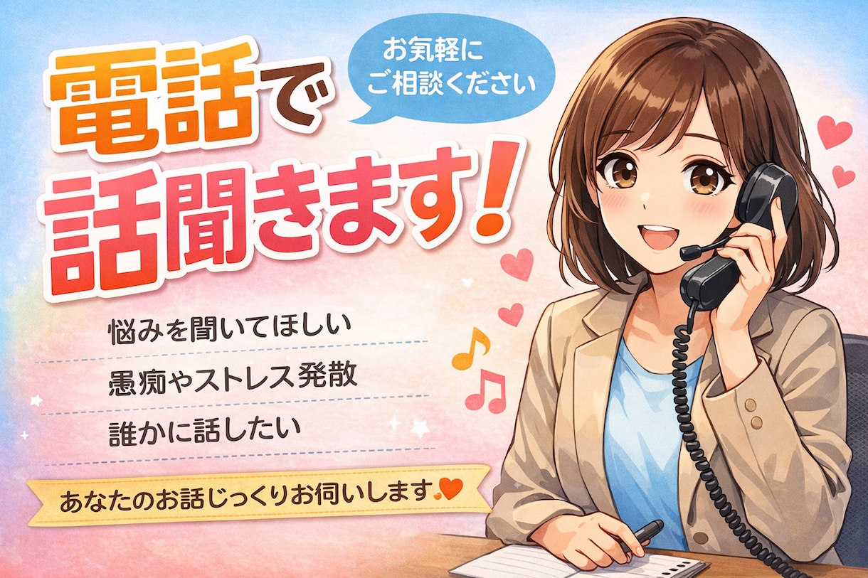 電話でお話じっくり聞きます どんな内容でも大丈夫否定せず、遮らず、あなたのペースで イメージ1