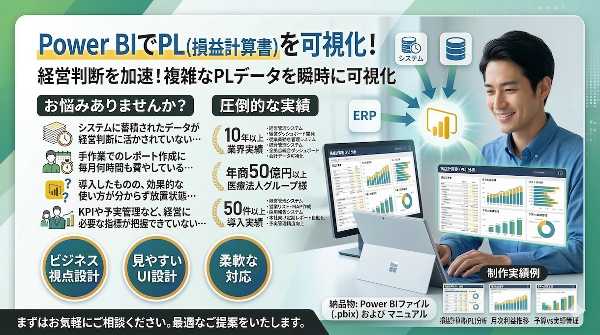 PL(損益計算書を)Power BIで可視化します ビジュアライズで新たな発見を！ イメージ1