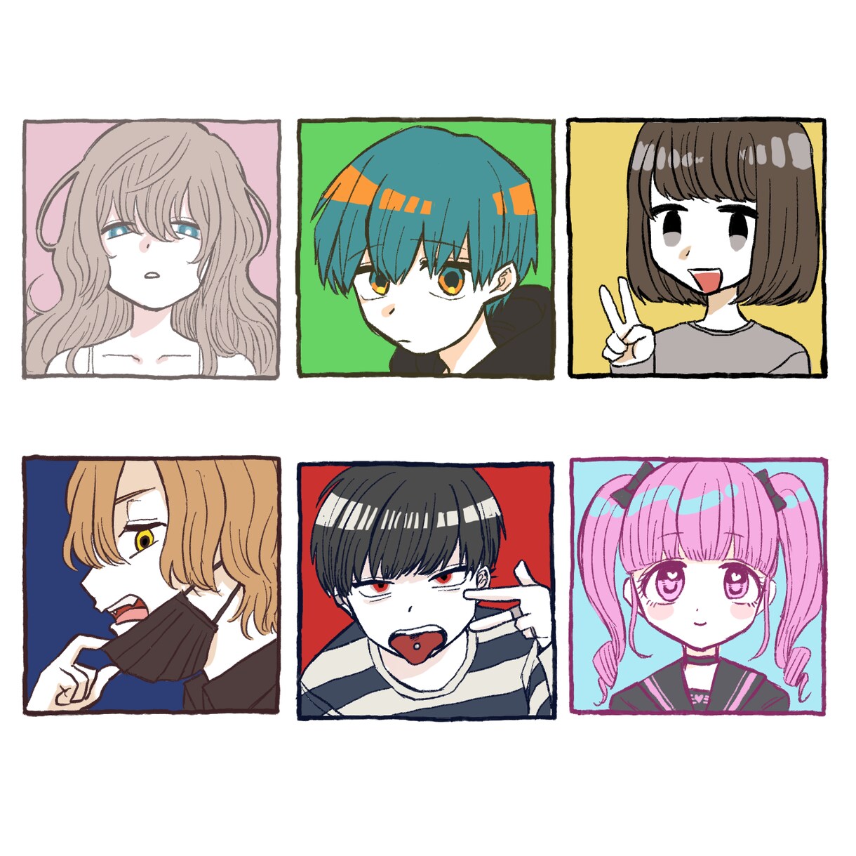 アイコンやステッカーに使えるイラスト描きます 等身低め、カラフルなデフォルメイラストです。 イメージ2