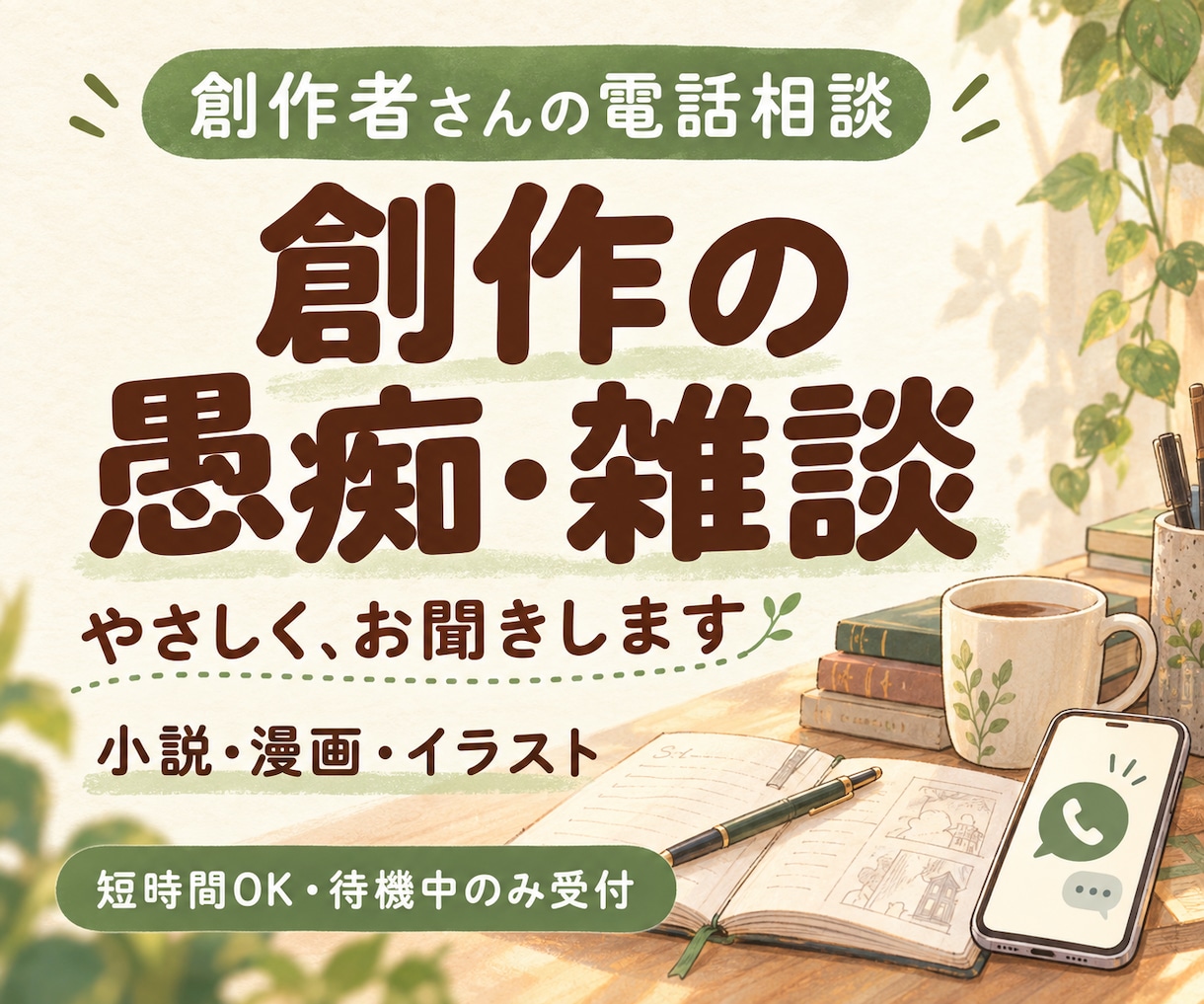 創作・同人／気持ちに寄り添ってお悩み聞きます 辛い気持ちを誰かに聞いて欲しい時、孤独感対策、気分転換に イメージ1