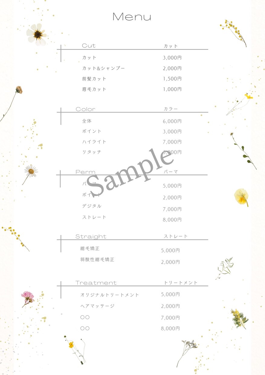 美容院経営者の方‼︎メニュー表を即日お渡しします 画像からお好きなメニュー表を選択！データをお渡しします♪ イメージ6