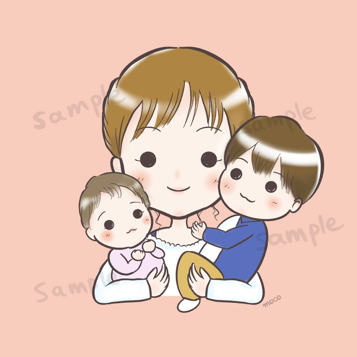 赤ちゃんとママのかわいい似顔絵描きます 赤ちゃん・ママ・家族のシンプルかわいい似顔絵描きます♡ イメージ4