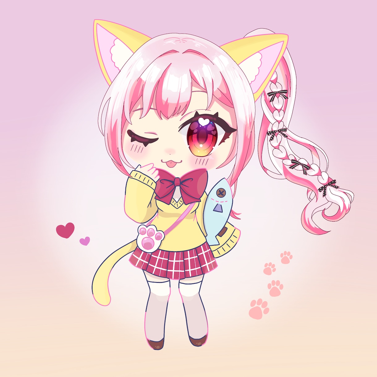 猫の日量産イラスト描きます テンプレートを利用した猫耳SDイラスト。 イメージ2