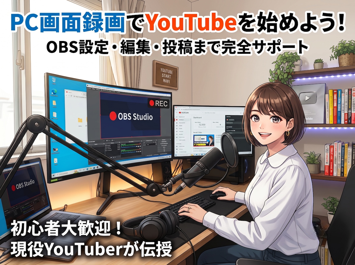 PC画面録画でYouTubeを始める方法を教えます 録画ソフトの設定から投稿まで現役YouTuberがサポート！ イメージ1