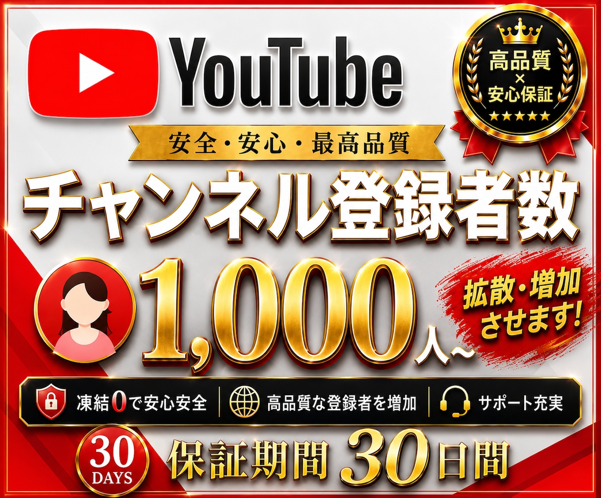 YouTube登録者を1000人単位で増やします 高品質な登録者を迅速に追加いたします イメージ1