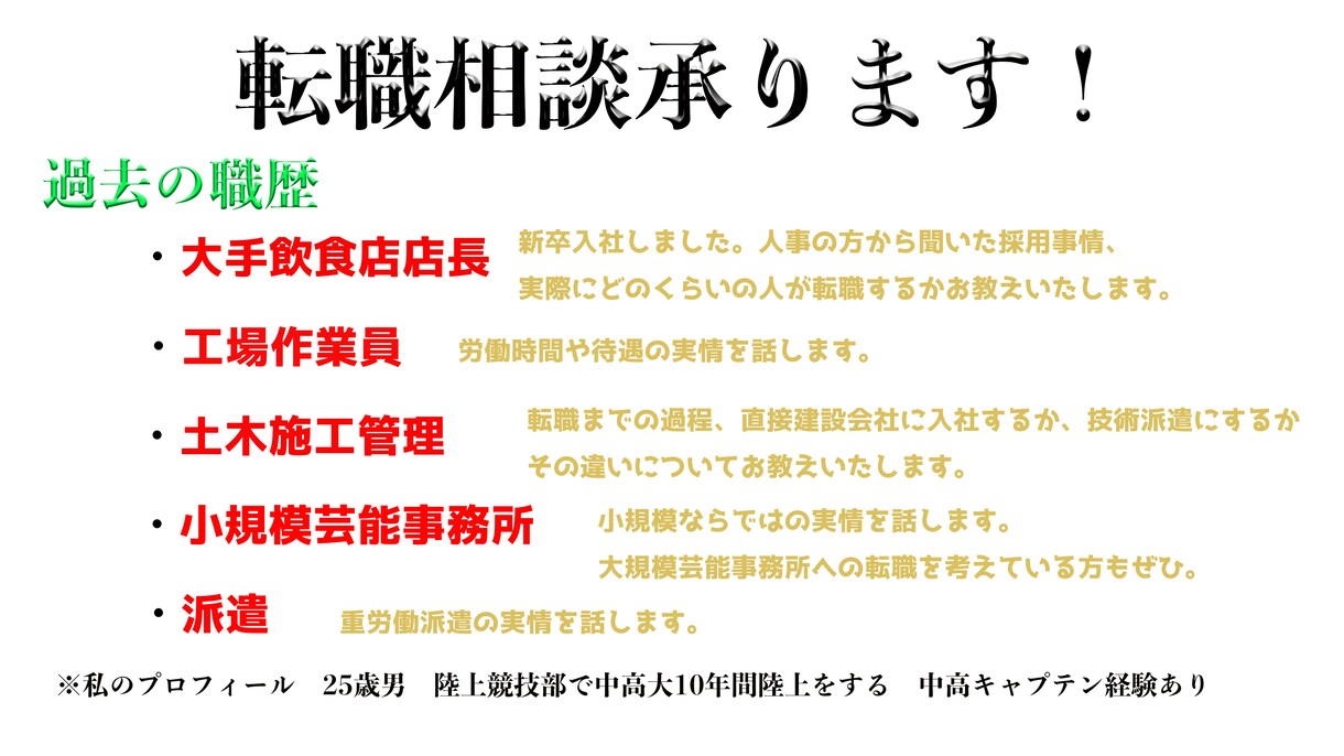 転職相談に乗ります 数々の転職を経験した私が相談に乗ります イメージ1