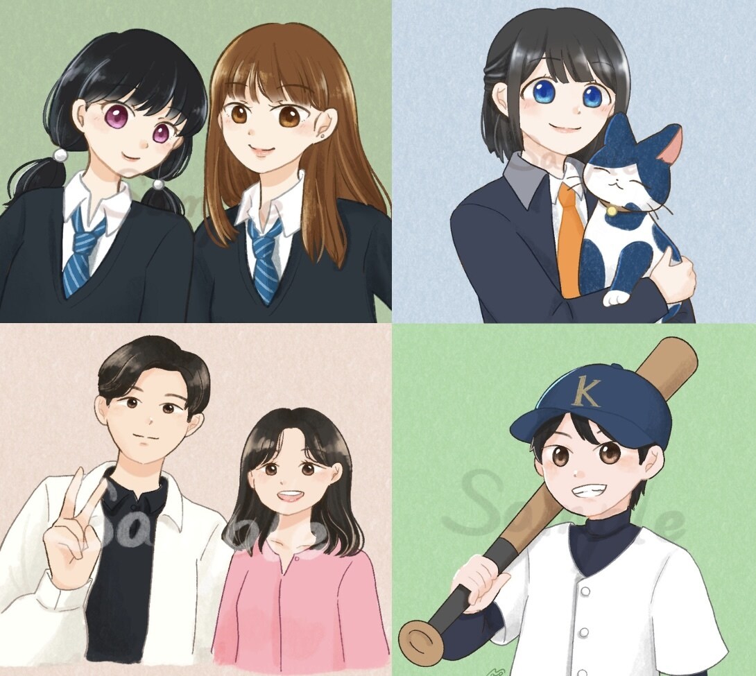 柔らかい雰囲気の似顔絵イラスト描きます 思い出の一枚を可愛いイラストにしませんか？ イメージ2