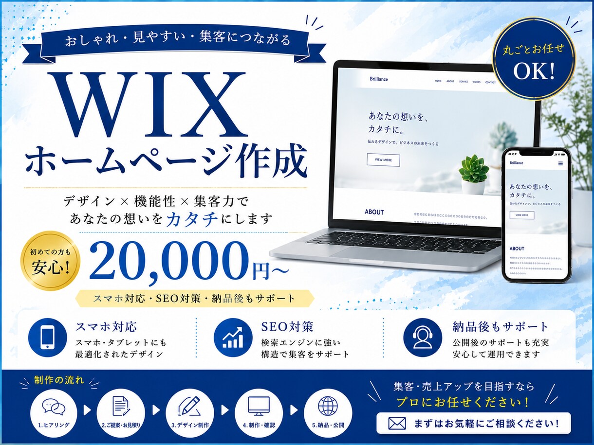 Wixでホームページ作成します 開業・副業・活動報告に。あなたのお家になるHPを作ります イメージ1
