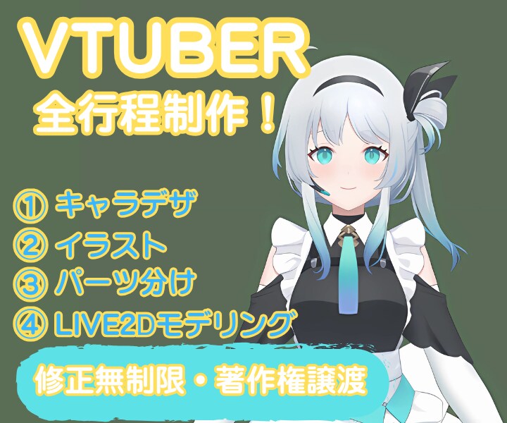 VTube向け、LIVE２Dモデルを制作します 描き込み量の変更、絵柄寄せ等も対応可能です。 イメージ1