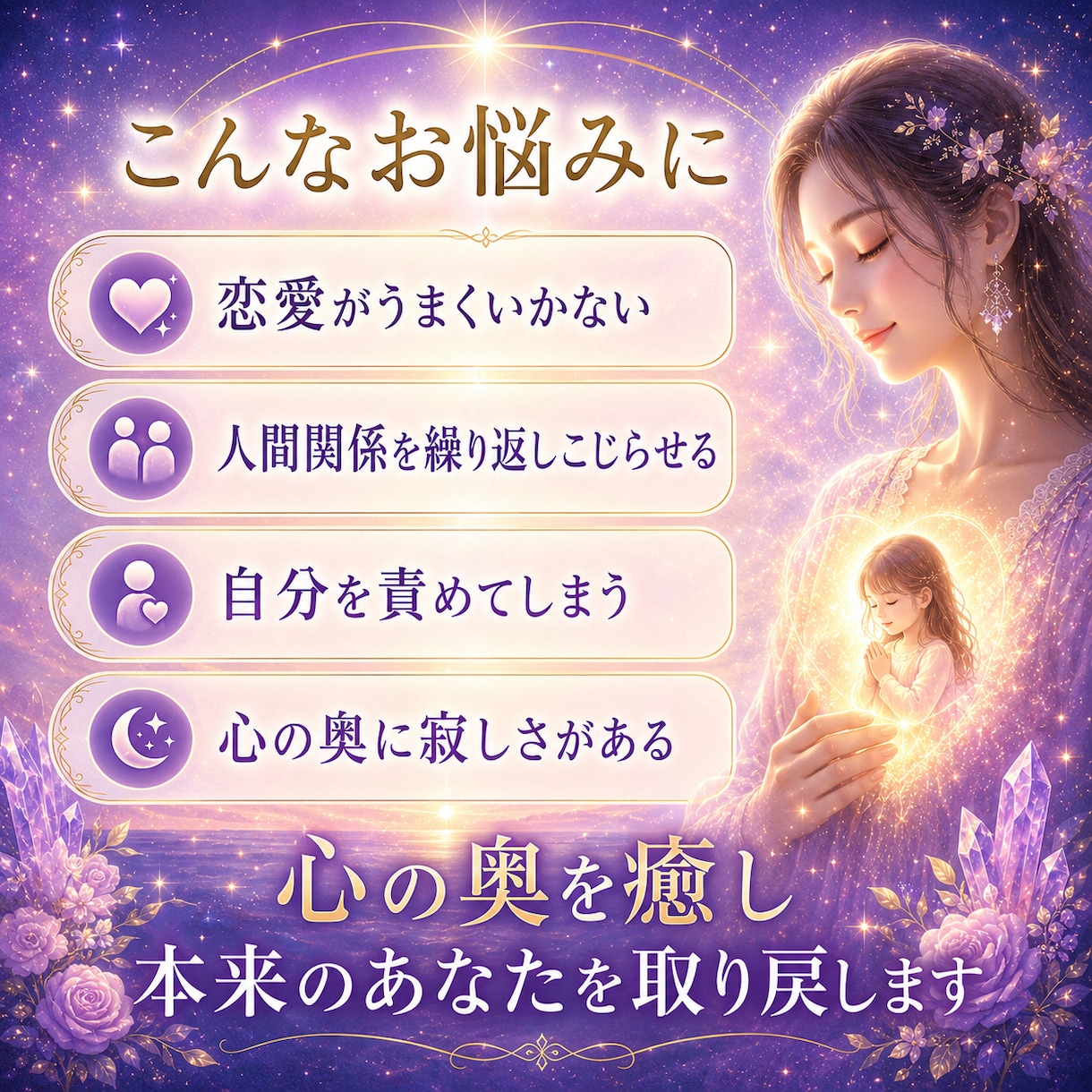 奇跡を呼び込むインナーチャイルド鑑定行います 彼から連絡が来た…奇跡の声、多数。人間関係・恋愛が好転します イメージ2